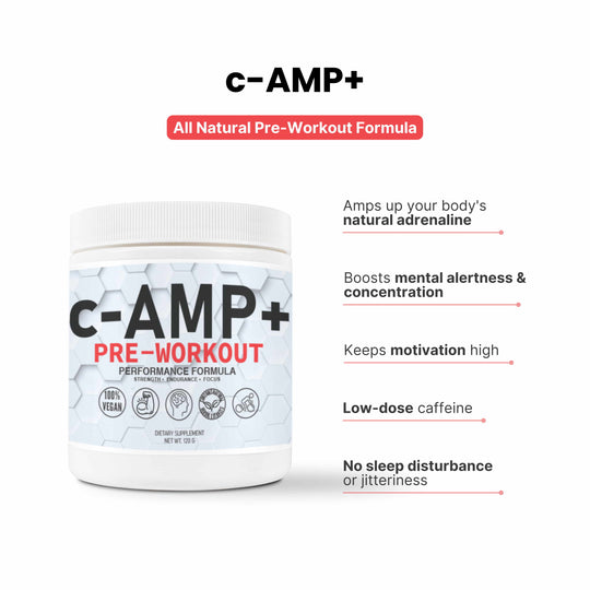 cAMP+ PreWorkout Powder - low caffeine, big boost