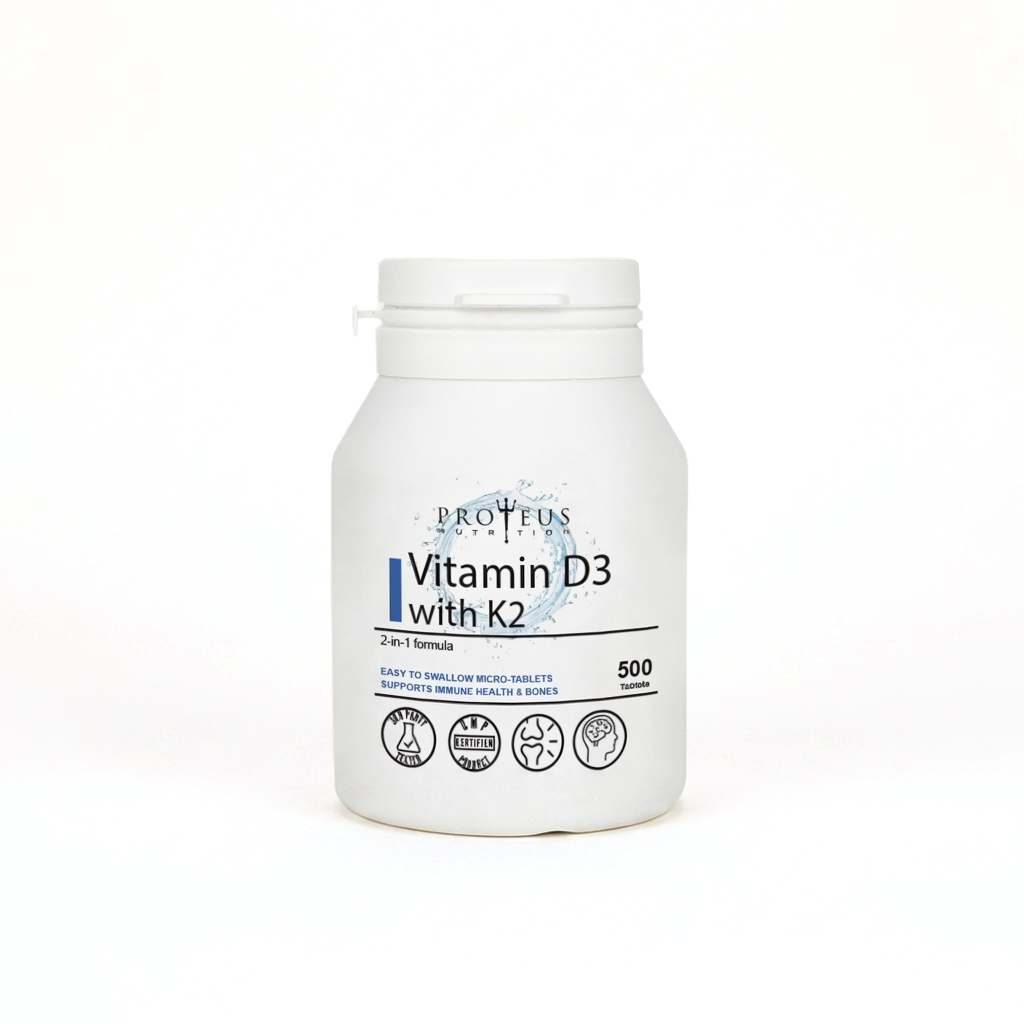 Vitamin D3 with K2 product photo on white