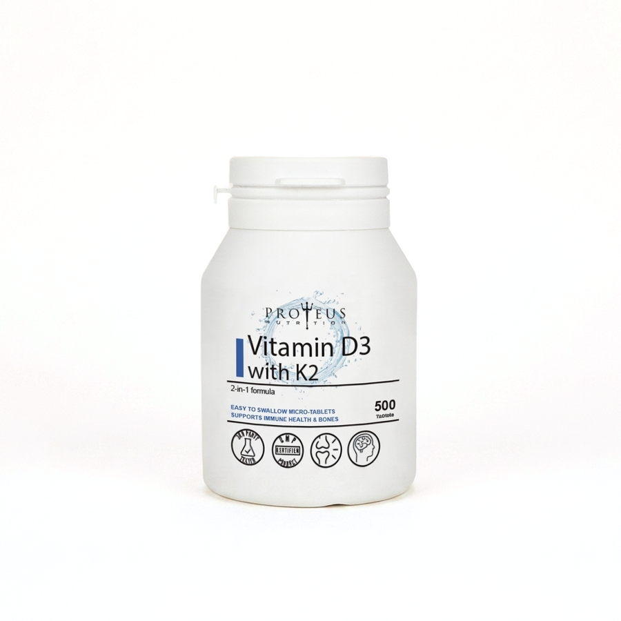 Vitamin D3 with K2 product photo on white
