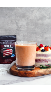 Creamy and Smooth Texture of Red Velvet Cake Whey Protein Shake by Proteus Nutrition